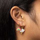 Hoop Earrings - Rainbow & Cloud - Gold Statement Jewelry