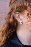 Skull Studs - White Glitter // Halloween Earrings