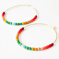Large Ombre Beaded Hoops