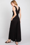 SURPLICE SLEEVELESS WIDE LEG JUMPSUIT - VJU17277