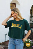 AMERICA FOIL Cropped Mineral Washed Graphic Top