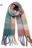 Chunky Oblong Plaid Multi Color Brushed Scarf (18 colors)