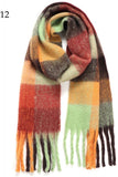 Chunky Oblong Plaid Multi Color Brushed Scarf (18 colors)