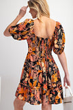 Tropical Printed Peach Blossom Dress