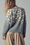 Embossed Floral Knit Sweater