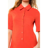 Short Sleeve Collared Button Dress