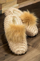 Knitted Slippers with Pom Pom: BLUSH / S/M