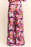 DP67057-FLORAL PRINT WIDE-LEG PANTS WITH DRAWSTRING WAIST