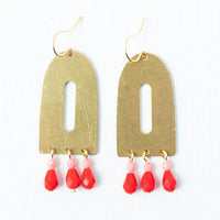 Colorful Brass and Bead Arch Earrings