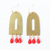 Colorful Brass and Bead Arch Earrings