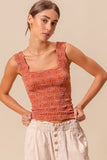 FLORAL JACQUARD SEAMLESS TANK TOP