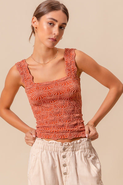 FLORAL JACQUARD SEAMLESS TANK TOP