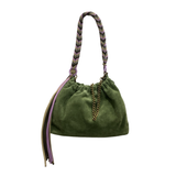 Plissa M suede leather bag: CAMEL
