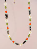 Black and white polka dot flower necklace