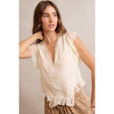 LACE TRIM RUFFLED BLOUSE TOP