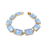 Emerald Cut Glass Crystal Linked Statement Bracelet