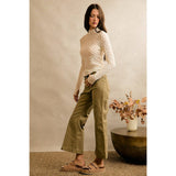 FLORAL STRETCH LACE LAYERED LONG SLEEVES KNIT TOP