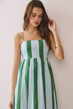 CD06828-Striped Back Smocked Detail Side Pocket Maxi Dress