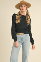 Puff Sleeve Scalloped Pointelle Sweater- 2 Colors