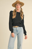 Puff Sleeve Scalloped Pointelle Sweater- 2 Colors