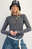 Thermal Mix Button Front Henley Top- Two Color Variants Available
