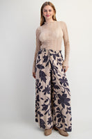 Printed Rayon Challis Smocked Waist Pants- Three Color Variants Available