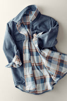 Corduroy And Plaid Flannel Shacket W/chest Pockets- 3 Colors