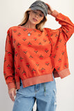Floral Print Washed Thermal Pullover