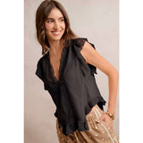 LACE TRIM RUFFLED BLOUSE TOP