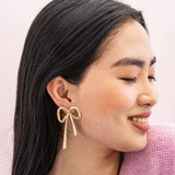 Katie Large Ribbon Bow Post Earrings Brass Wholesale