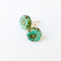 Tiny Flower Stud Earrings, 24K gold plated posts
