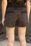 35934 Contrast Ruffle Detailed Animal Print Shorts