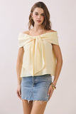 CT9079-Bow Accented Off The Shoulder Top