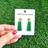 Mia Mini Earrings - Green Glitter // Jewelry, Earrings, Game Day, Christmas