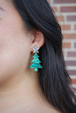 Star Christmas Tree Earrings - Green Shimmer // Holiday, Jewelry