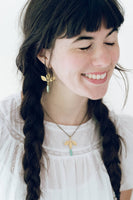 Three Leaf Earrings with Turquoise Beads