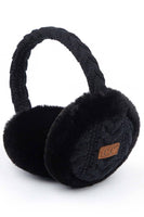 C.C Cable Knit Fur Earmuff Warmer: Light Gray