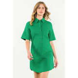 Short Sleeve Collared Button Dress