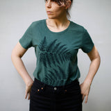 Fern Leaves Womens Tee Shirt Forest Green Made in USA