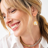 Bobbi Hammered Disc With Clusters Earrings 18k Gold + Silver Wholesale