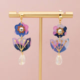 Handpainted Flower Acrylic Dangle Earrings