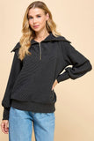 CT9019-Front Zipper Oversized Collar Pullover