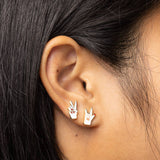 Peace and Love Earrings - Gold Statement Studs