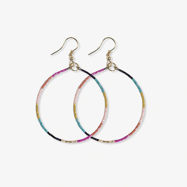 Kelly Color Block Beaded Hoop Earrings Muted Rainbow Wholesale