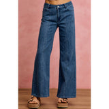 SEAM DETAIL MID RISE STRETCH DENIM JEANS PANTS