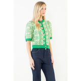 Short Sleeve Floral Pattern Button Up Top
