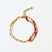 Bead and gold chain bracelet, Fall, Paperclip bracelet