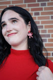 Bow Earrings - Red Shimmer // Christmas, Holiday, Jewelry