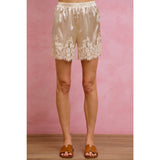 SATIN SHORT PANTS WITH LACE CONTRAST ON EDGE