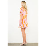 Short Sleeve Wavy Striped Pattern Dress